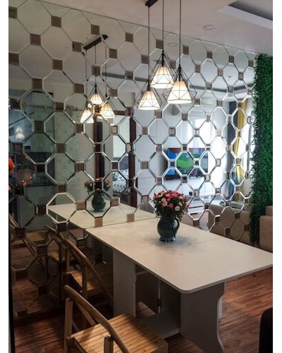 Gương ghép ô trang trí bàn ăn phòng khách Navado
