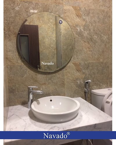 Gương tròn nhà tắm mài vát 60cm