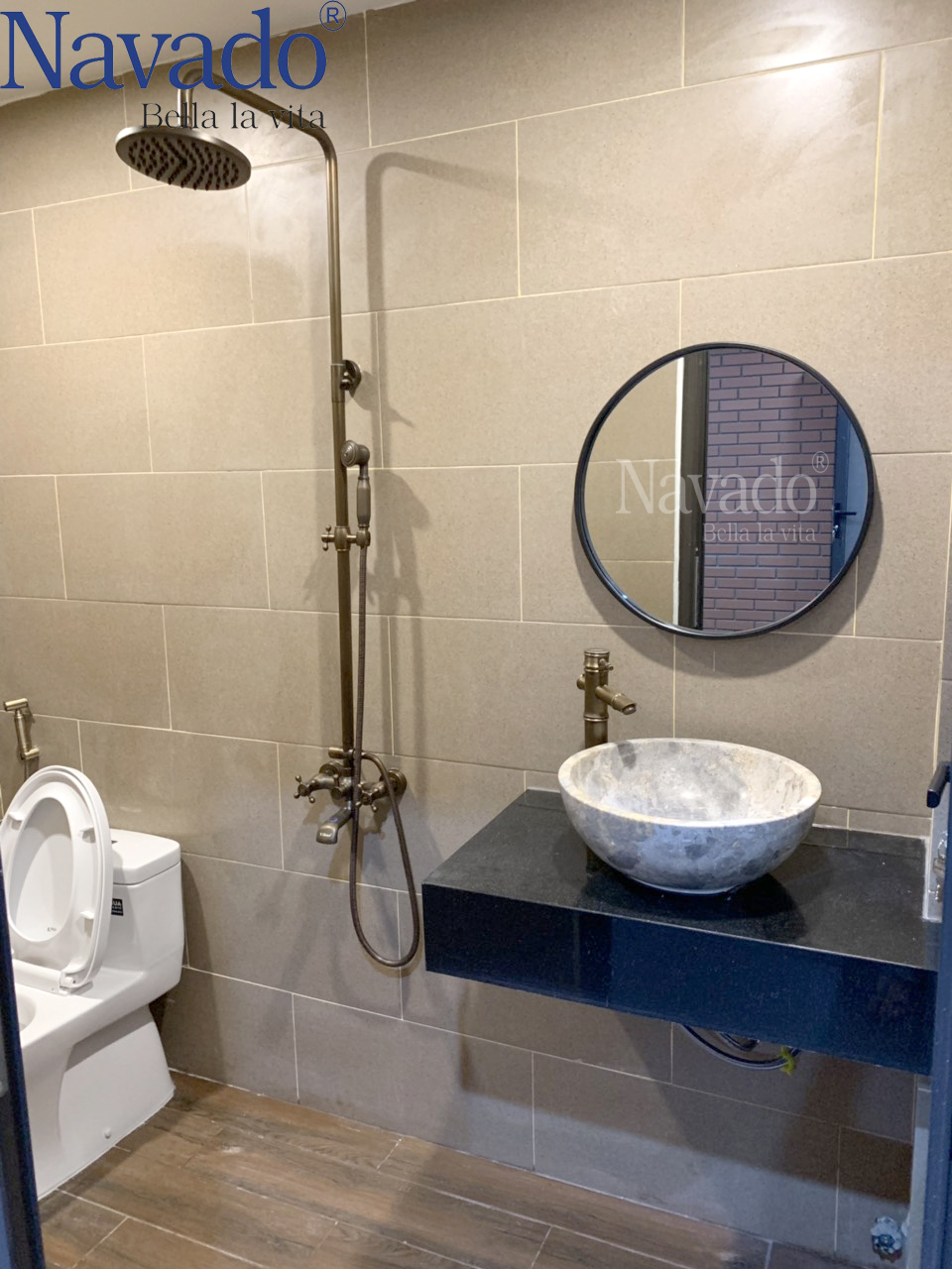 Gương tròn decor treo phòng tắm nghệ thuật Navado