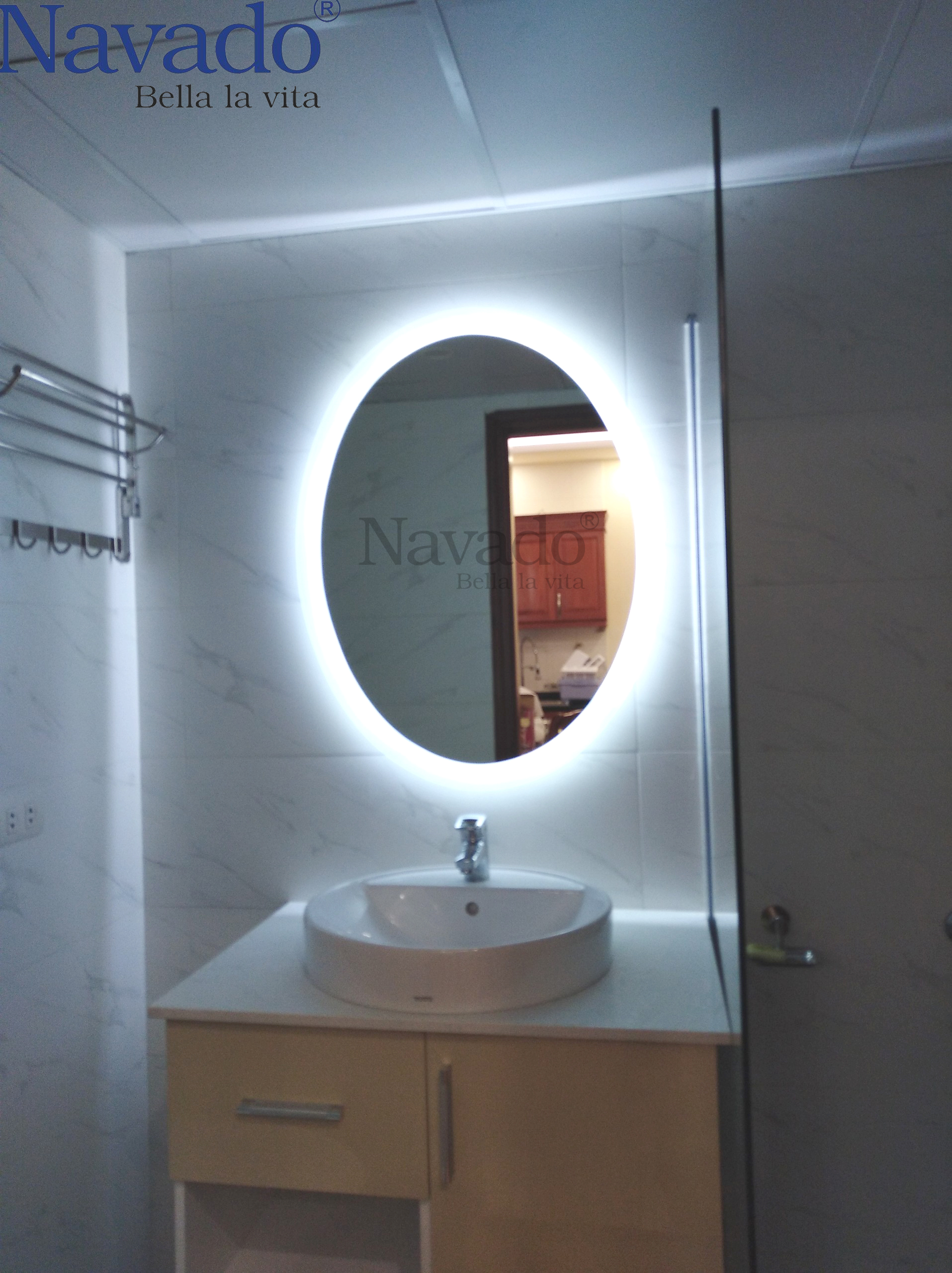 Bán gương nhà tắm đèn led elip Quảng Ninh cao cấp
