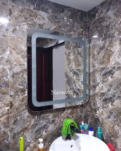 Gương đèn led phòng tắm bo góc