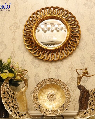 Gương trang trí phòng khách tân cổ điển Nesoi 60cm