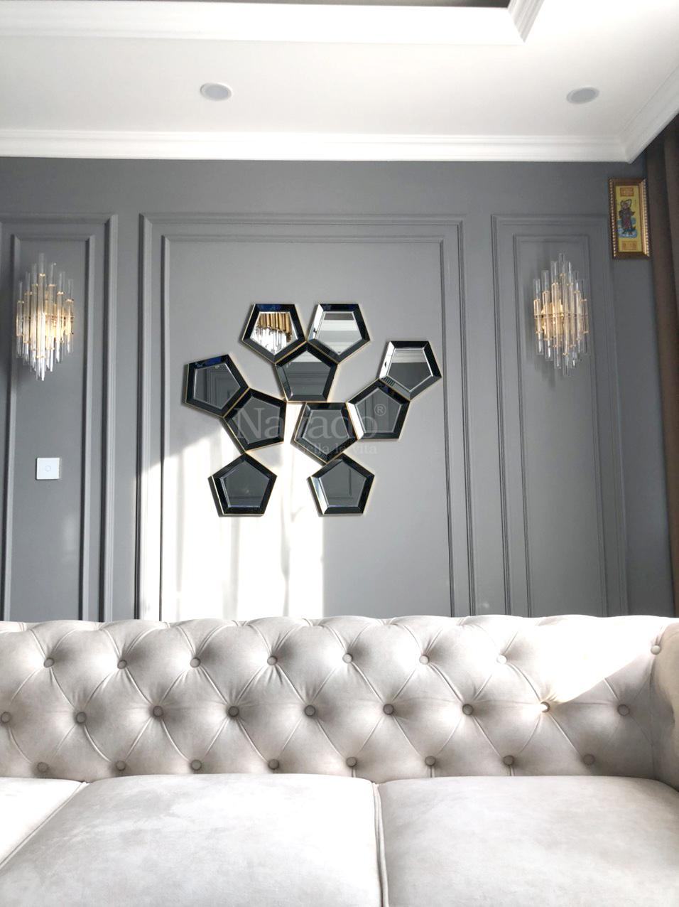 Gương trang trí nghệ thuật decor phòng khách luxury