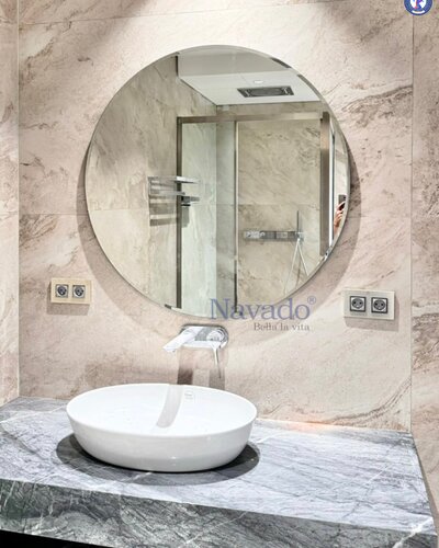 Gương phale tròn lắp phòng tắm