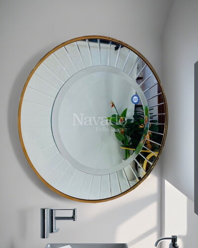 Gương nhà tắm nghệ thuật có khung vàng Gold 60cm NAV 2211