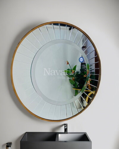 Gương nhà tắm nghệ thuật có khung vàng Gold 60cm NAV 2211