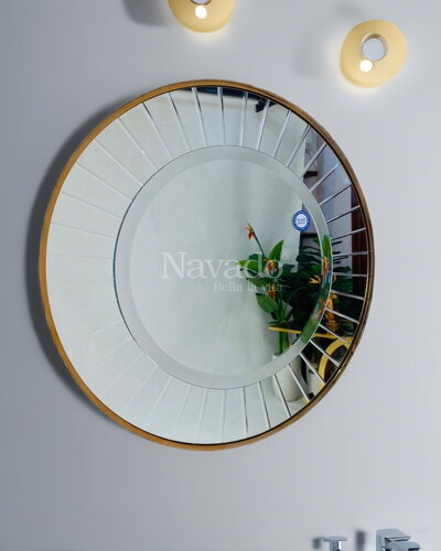 Gương nhà tắm nghệ thuật có khung vàng Gold 60cm NAV 2211