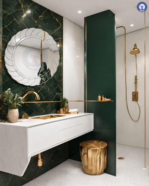 Gương nghệ thuật mài tay cho phòng tắm Luxury