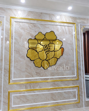Gương trang trí phòng khách hoa hồng Rose gold