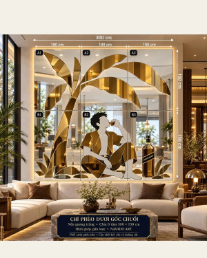 Gương trang trí phòng khách Chí Phèo dưới gốc chuối