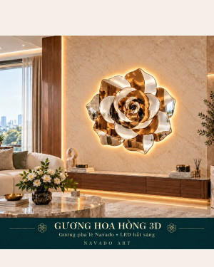 Gương phòng khách nghệ thuật Hoa Hồng 3D