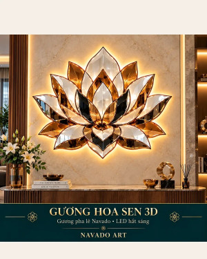 Gương phòng khách nghệ thuật Hoa Sen 3D