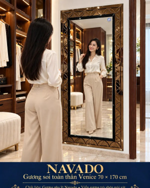 Gương soi toàn thân Venice 70 × 170 cm - viền gương trà