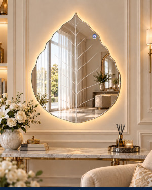 Gương lá Bồ Đề có gân 60x80 phòng khách