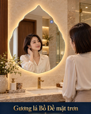 Gương lá Bồ Đề mặt trơn 60x80 phòng tắm