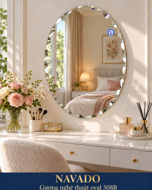 Gương nghệ thuật oval 508B 50x70 trang điểm