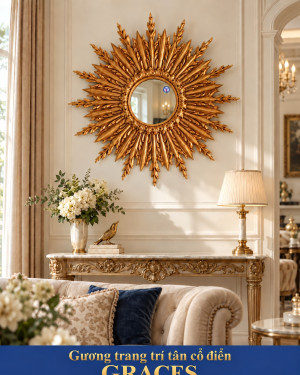 Gương tân cổ điển Graces 90x90 phòng khách