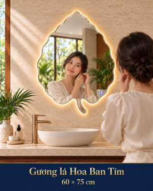 Gương lá Hoa Ban Tím 60 × 75 cm cho phòng tắm