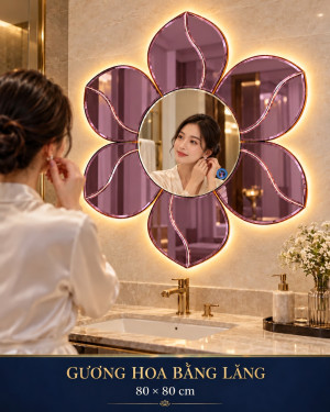 Gương Hoa Bằng Lăng 80 × 80 cm cho phòng tắm