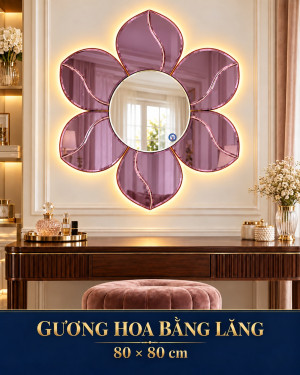 Gương Hoa Bằng Lăng 80 × 80 cm cho bàn trang điểm