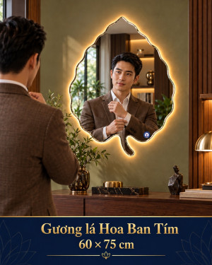 Gương lá Hoa Ban Tím 60 × 75 cm trang trí phòng khách