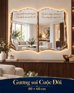 Gương soi Cuộc Đời 80 × 60 cm trang trí phòng khách