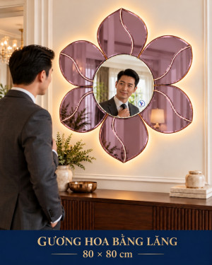 Gương Hoa Bằng Lăng 80 × 80 cm trang trí phòng khách