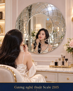 Gương nghệ thuật Scale bạc 2105 80x80 trang điểm