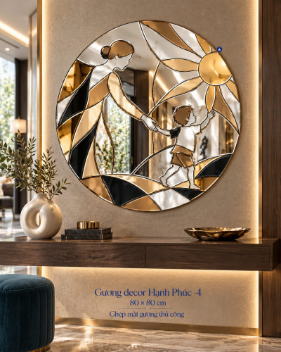 Gương decor Hạnh Phúc 4 80x80 cm