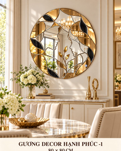 Gương decor Hạnh Phúc 1 80x80 cm
