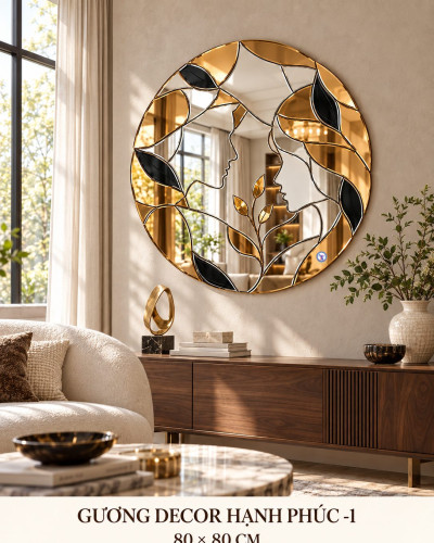 Gương decor Hạnh Phúc 1 80x80 cm