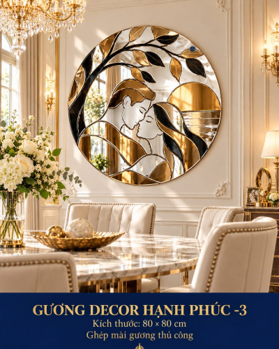 Gương decor Hạnh Phúc 3 80x80 cm