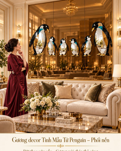 Gương decor Tình Mẫu Tử Penguin