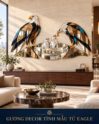 Gương decor Tình Mẫu Tử Eagle gia đình đại bàng