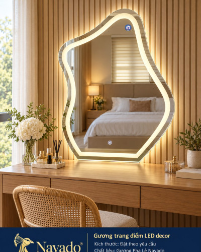 Gương trang điểm LED dáng tự do kiểu Nhật
