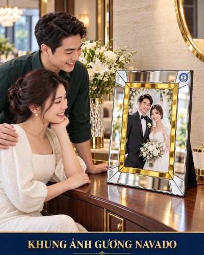 Khung ảnh gương để bàn ghép đa giác 30 x 40 cm
