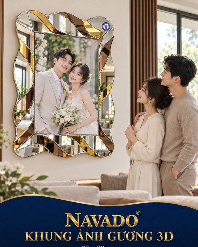 Khung ảnh gương 3D đường cong 70 x 90 cm