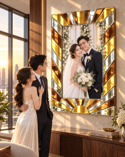 Khung tranh gương Ánh Sáng ghép hình học