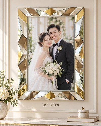 Khung ảnh gương bốn góc tam giác 70 x 90 cm