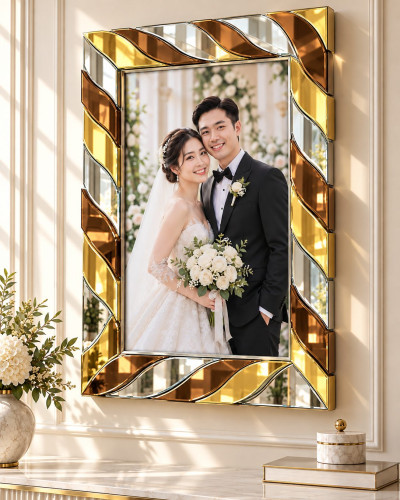 Khung ảnh gương đan dải 70 x 90 cm