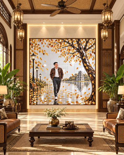 Tranh gương khảm Mùa Thu Hồ Gươm