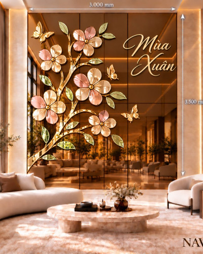Gương ghép tường Mùa Xuân cỏ bốn lá
