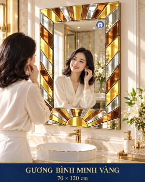 Gương phòng tắm nghệ thuật Bình Minh Vàng