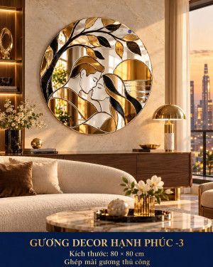 Gương decor Hạnh Phúc 3 80x80 cm