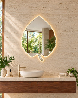 Gương LED nghệ thuật lá khoai môn