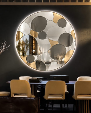 Gương decor Mặt Trăng khảm thủ công