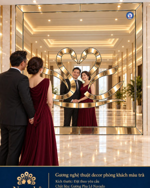 Gương nghệ thuật đôi Thiên Nga ghép trà vàng