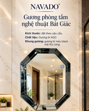 Gương phòng tắm bát giác mosaic đen