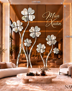 Gương ghép tường Mùa Xuân cỏ bốn lá