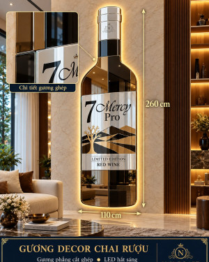 Gương decor chai rượu ghép phẳng nghệ thuật